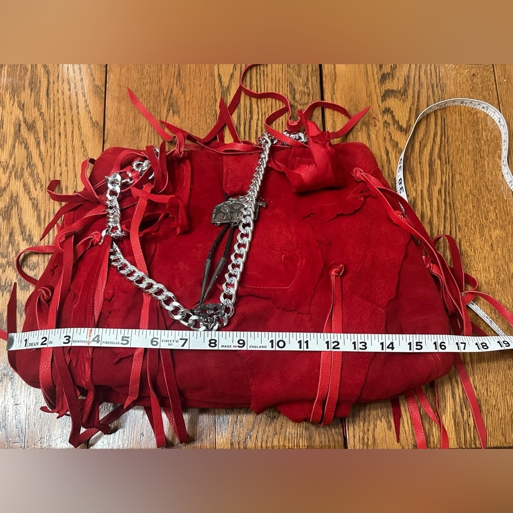 Julie Ewing Design red distressed leather purse cowboy medallion rodeo cowgirl - Picture 10 of 14